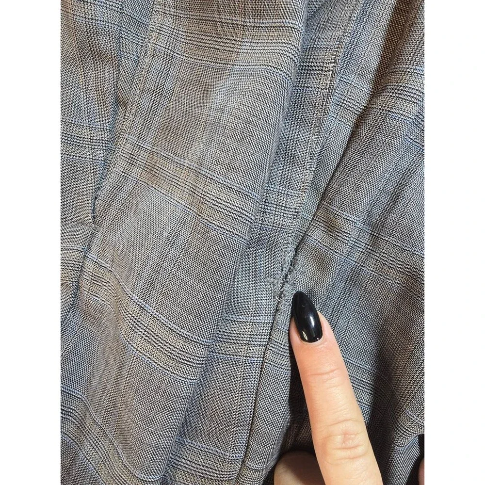 Oscar de la Renta Men’s Wool Dress Pants Gray Plaid 41x30 Classic Fit Trousers